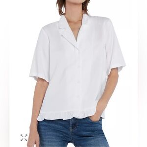 Billy T - NWT -Women's White Ruffle Hem Blouse - SM/Medium read description